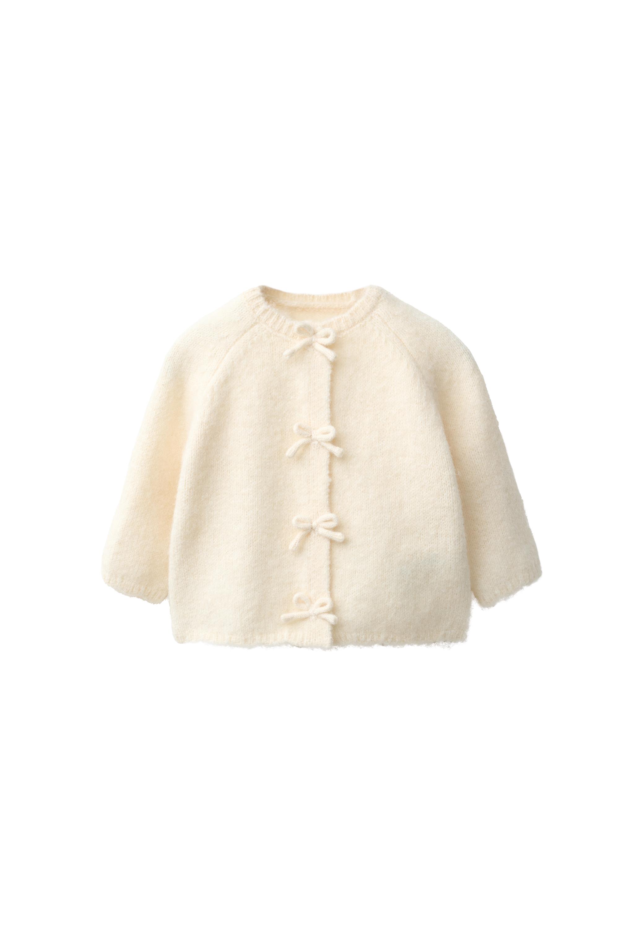 リボン ニットカーディガン - バニラ | ZARA Japan / 日本