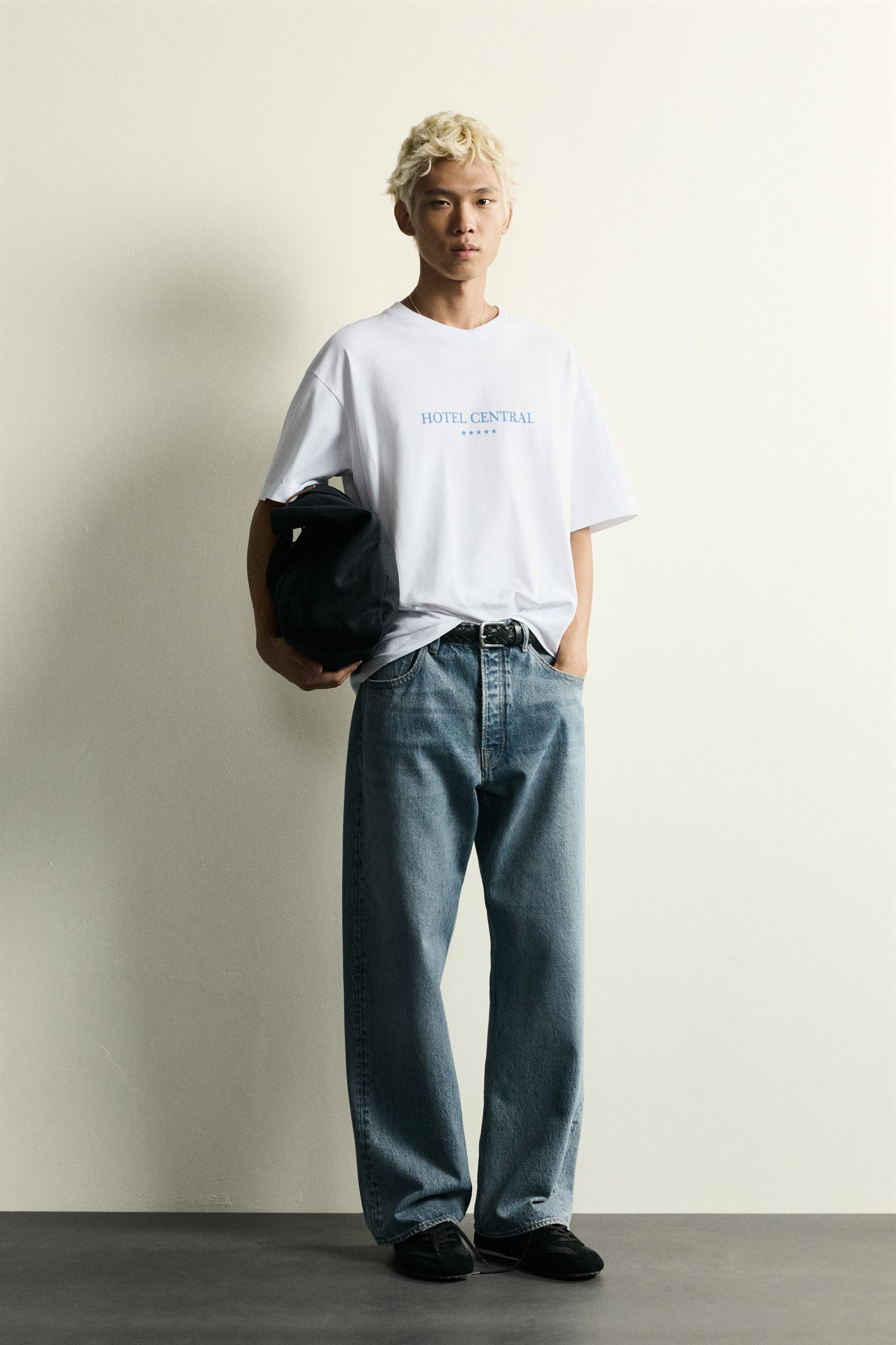 RELAXED FIT MIXED PRINT T-SHIRT - Oyster-white | ZARA United States