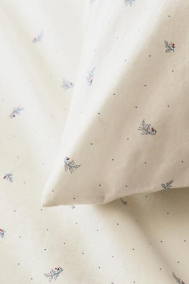 HOUSSE DE COUETTE EN COTON POUR ENFANTS À MOTIF FEUILLES ET POINTS - Blanc / Bleu marine de Zara - Image 6