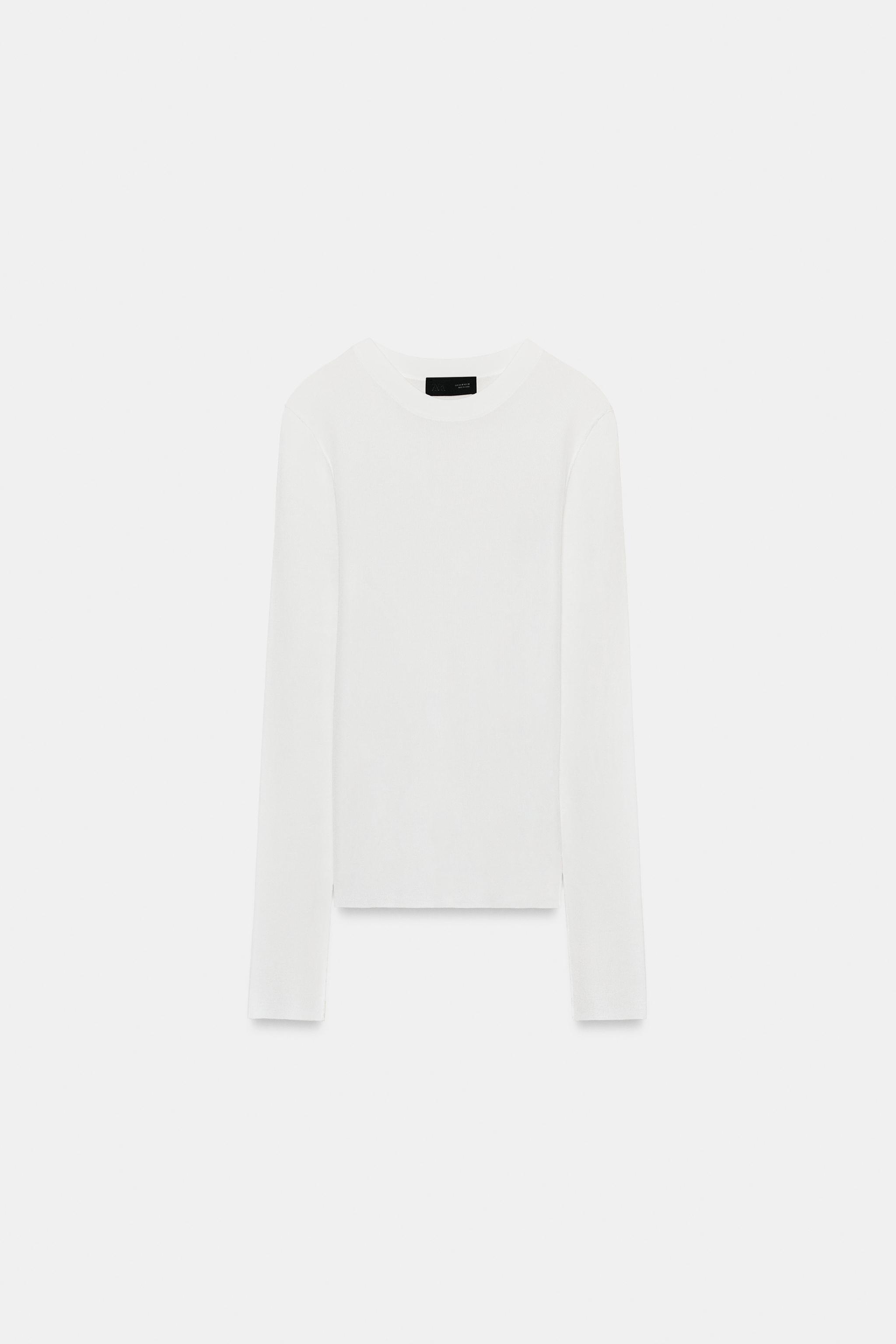 SEMI-SHEER KNIT TOP — White