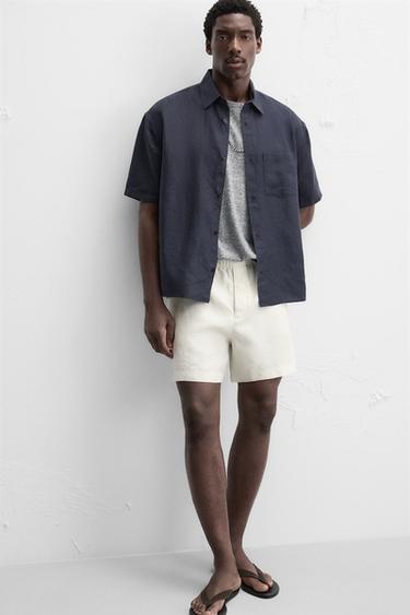 100% HEMP SHIRT - Dark navy by Zara