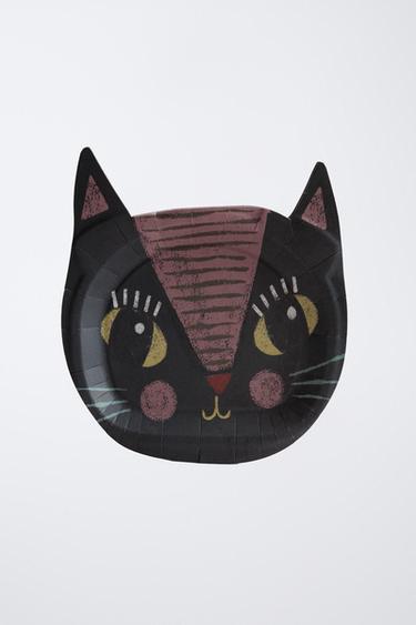 PACK OF HALLOWEEN BLACK CAT KIDS PAPER PLATES (PACK OF 12) — Multicolored 1