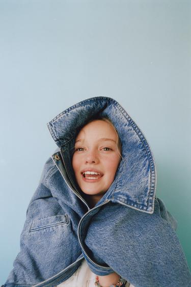 CAZADORA BOMBER DENIM - Azul de Zara