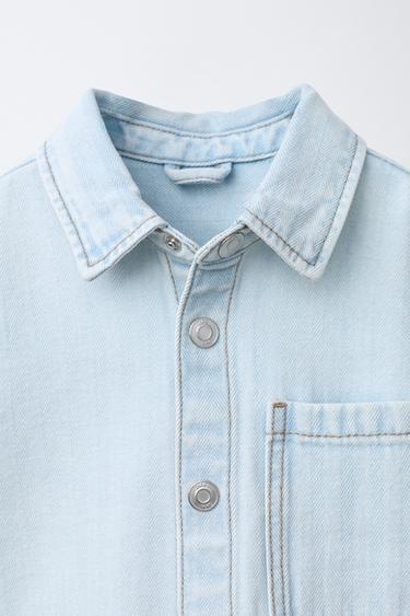 HERRINGBONE DENIM OVERSHIRT - Light blue by Zara - Image 2