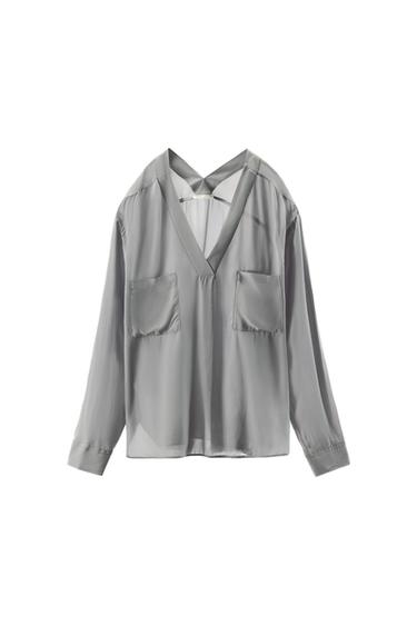 CAMISA PIJAMERA VISCOSA 100% BOLSILLOS - piedra de Zara