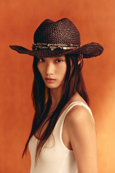 Zara 牛仔編織帽 - 棕色 - 圖片 0