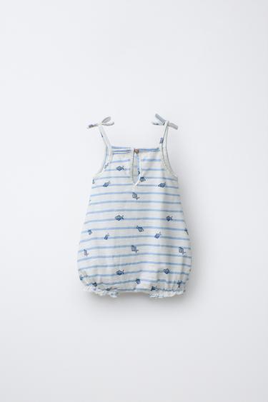 BODY COMBINÉ RAYURES ET POISSONS - Blanc de Zara - Image 1