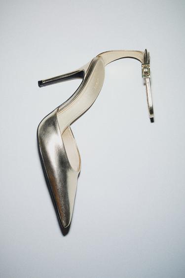 Zara METALLIC EFFECT HEELED SHOES - Gold