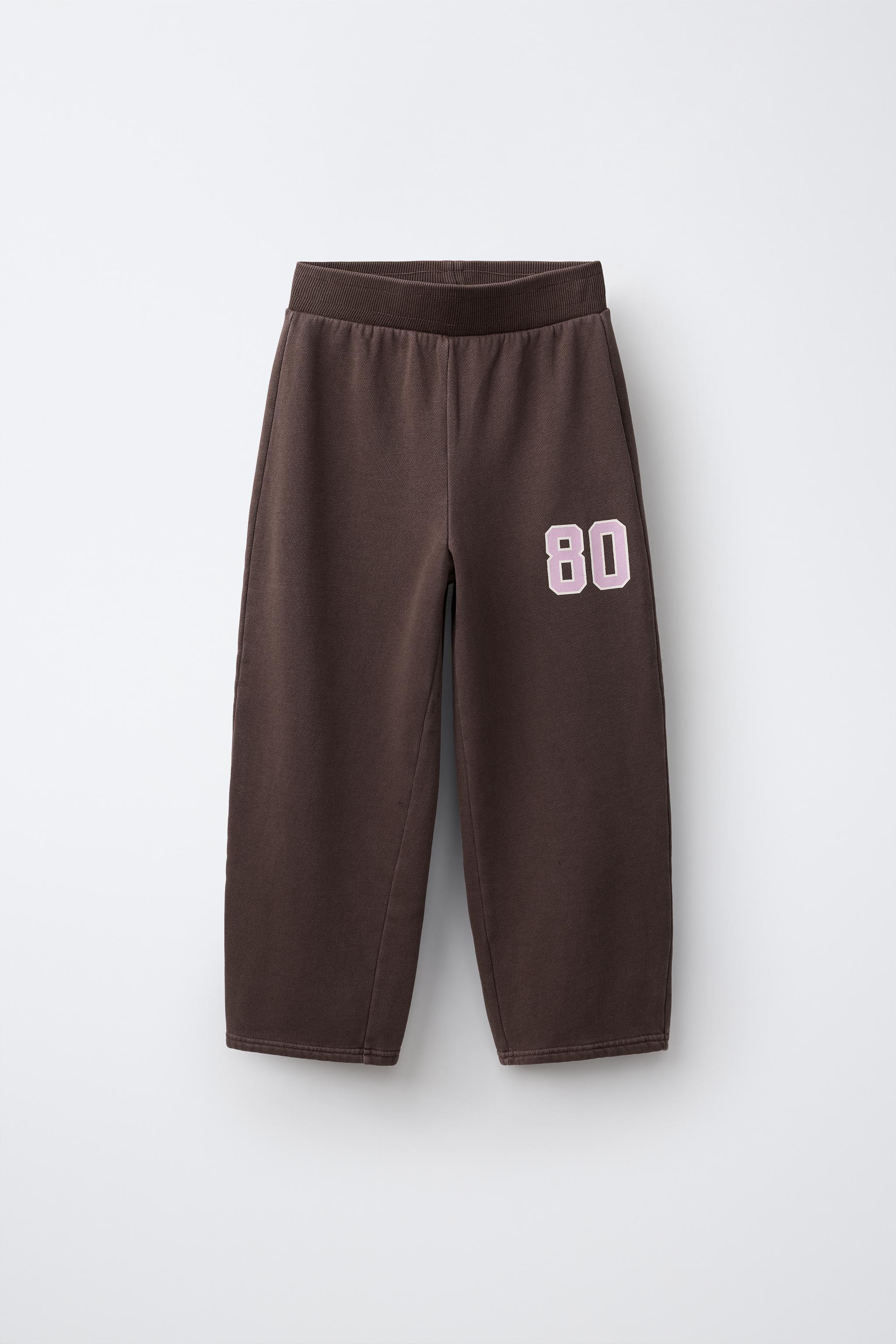 WASHED-EFFECT WIDE-LEG PANTS — Brown