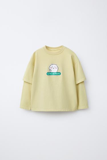 CHIIKAWA © NAGANO 더블 슬리브 티셔츠 - Zara의 다크 엘로우 - 이미지 0