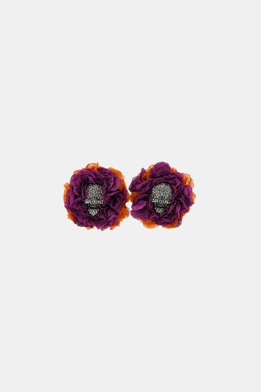 SKULL FLOWER EARRINGS - Multicoloured by Zara
