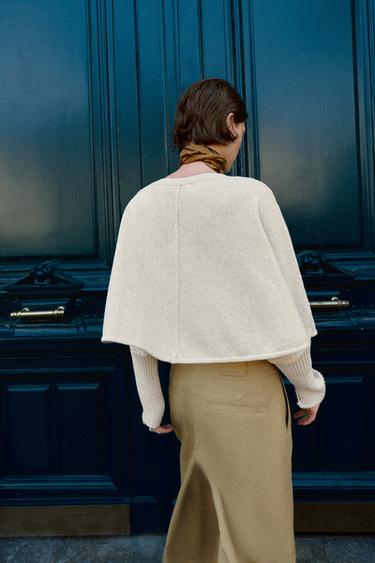 SHORT KNIT BATWING JUMPER - Ecru by Zara - Image 5