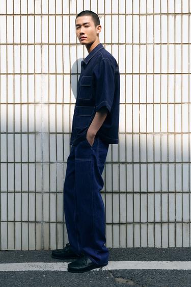 WIDE-LEG JEANS WITH TOPSTITCHING - Blue by Zara