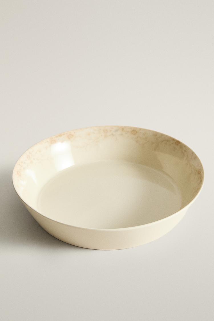 STONEWARE GARDENIA SALAD BOWL — Beige-pink