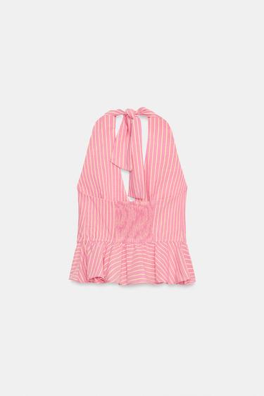 STRIPED PEPLUM TOP - Pink by Zara - Image 4