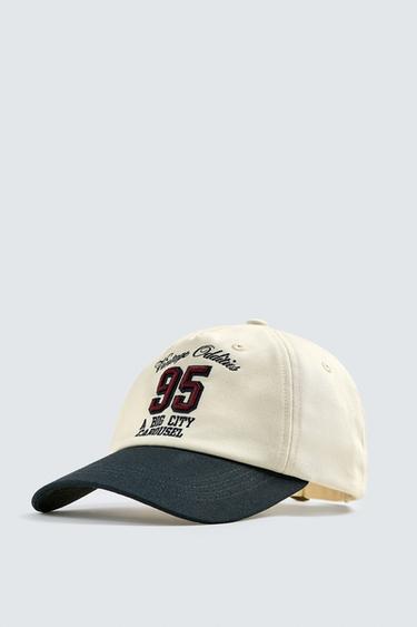 Zara COMBINED EMBROIDERY CAP - Ecru
