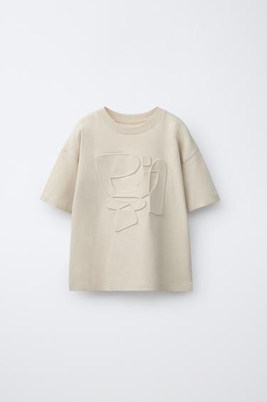 EMBOSSED FIGURE T-SHIRT - Beige by Zara