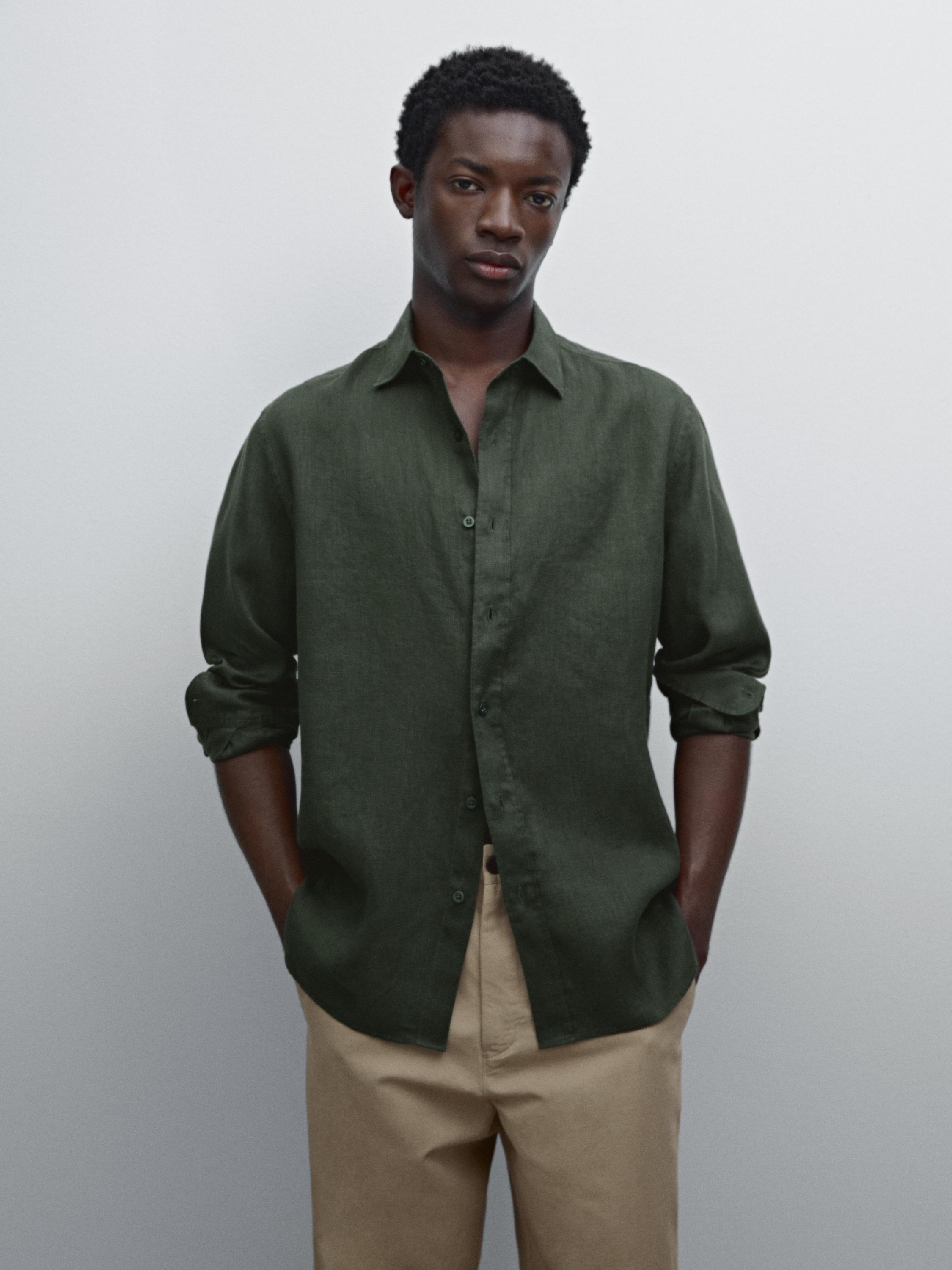 100% linen slim fit shirt