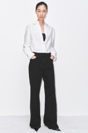 JEANS ZW COLLECTION WIDE LEG TIRO ALTO - Negro de Zara