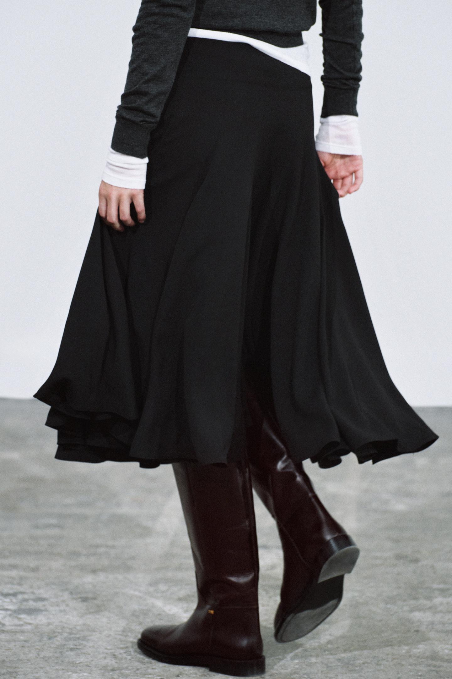 Женская юбка Zara ZW Collection MIDI Volume, цвет: Чёрный — фото 3