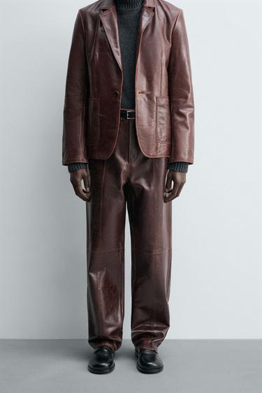 PANTALLONA LËKURË KOSTUMI LIMITED EDITION - Kafe nga Zara