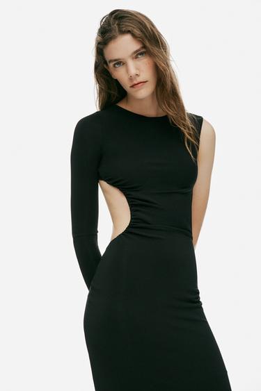 ASYMMETRIC SLIT MAXI DRESS — Black 2