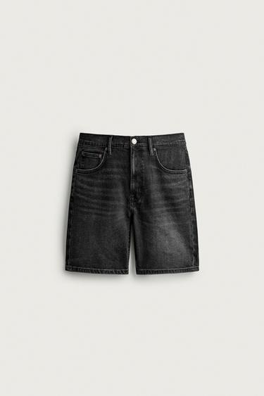 REGULAR FIT DENIM SHORTS — Charcoal 1