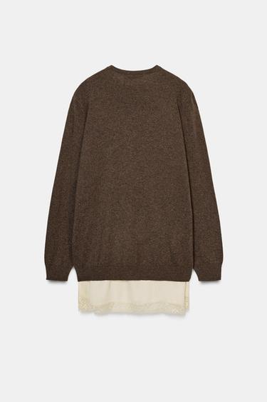 PULL EN LAINE COMBINÉ - Vison foncé de Zara - Image 3