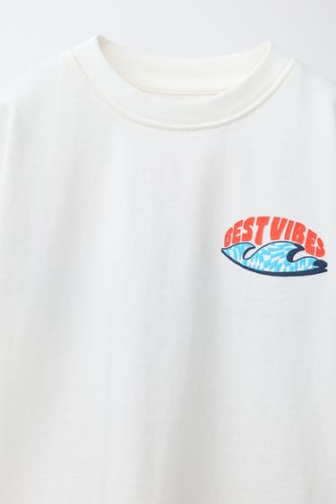 BEST VIBES PRINT T-SHIRT - White by Zara - Image 2