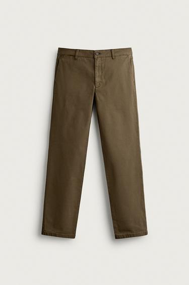 SLIM FIT CHINO PANTS — Khaki 1