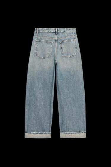 TRF BAGGY FOLDED MID-WAIST JEANS - Blue by Zara
