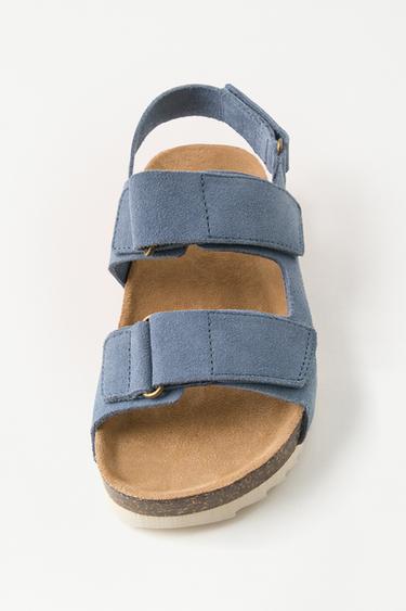 SANDALIA PIEL SERRAJE - Azul de Zara