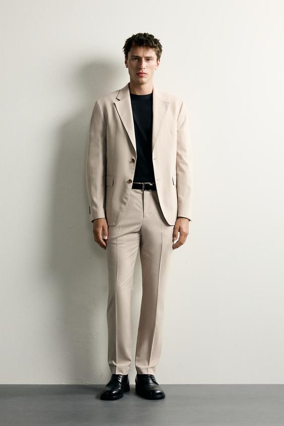 BLAZER REGULAR FIT DE TERNO - castanho da Zara - Imagem 0
