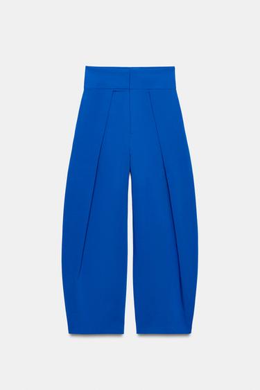 PANTALÓN BALLOON PLIEGUES - Azul eléctrico de Zara