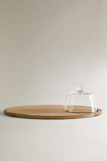 WOODEN TRAY WITH DOME - Light beige by Zara - Image 0