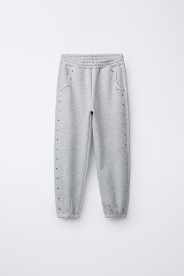 PANTALÓN JOGGER FELPA TACHAS - Gris vigoré de Zara