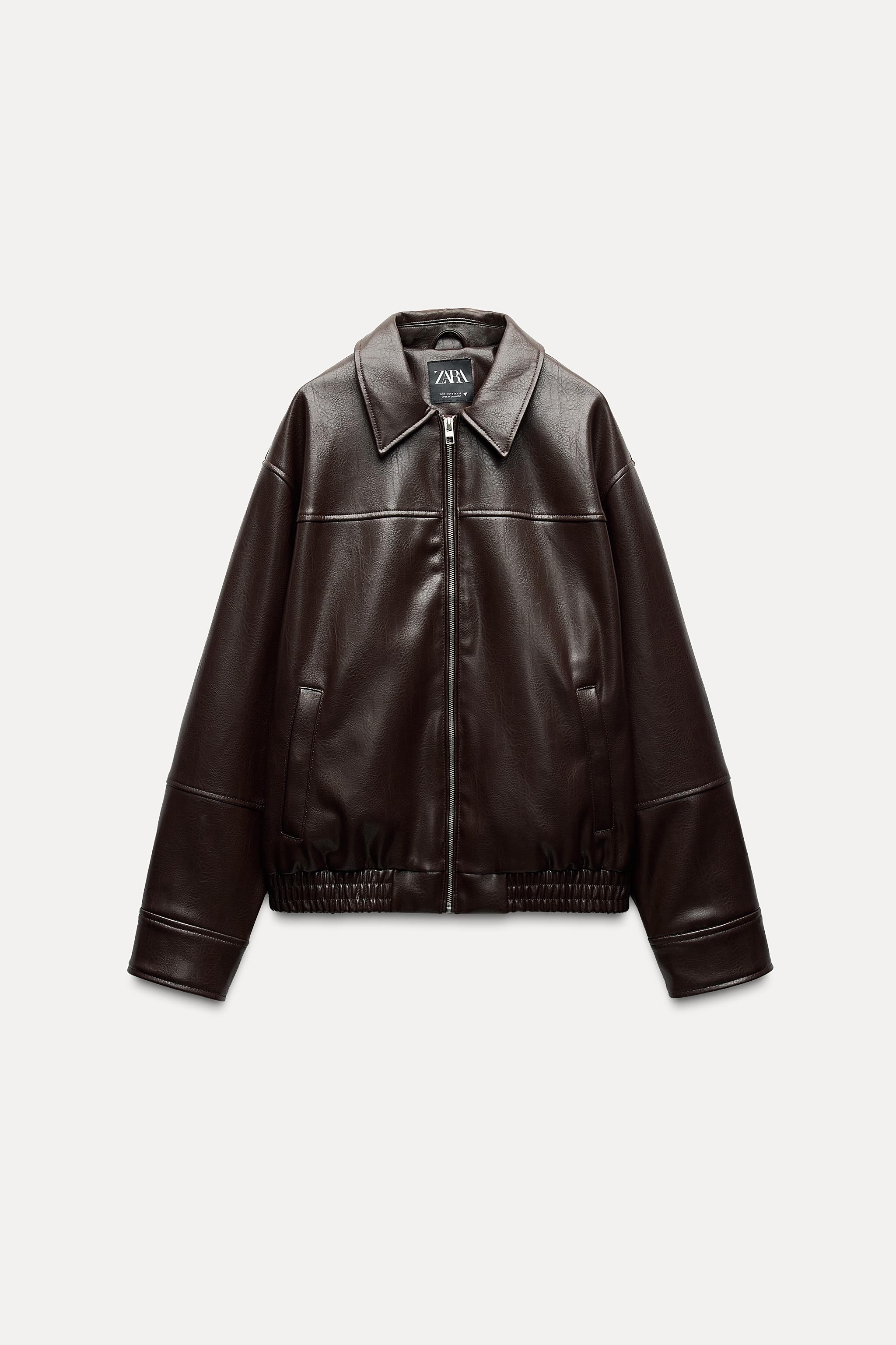 FAUX LEATHER BOMBER JACKET - Chocolate | ZARA Singapore