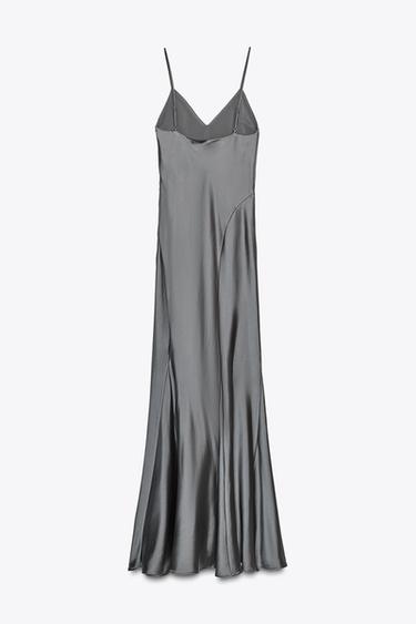 LONG SATIN DRESS - Charcoal by Zara - Image 5