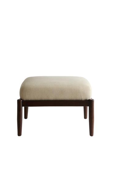 Zara WOOD AND LINEN FOOTREST STOOL - Dark beige