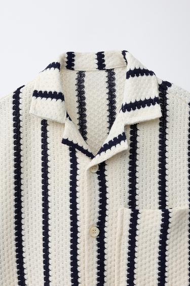 STRIPED CROCHET KNIT SHIRT - Ecru by Zara - Image 2