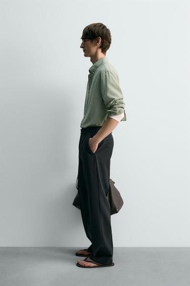 CHEMISE STRUCTURÉE À CARREAUX - Vert de Zara - Image 3