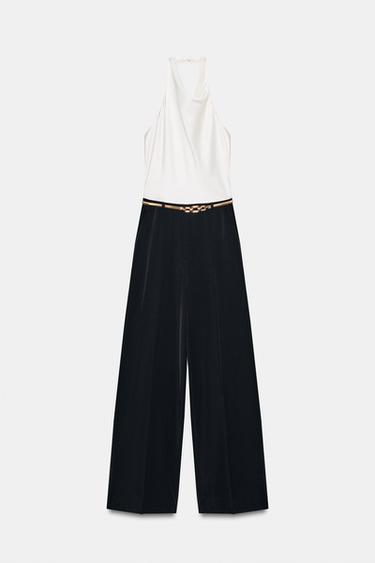 HALTERNECK JUMPSUIT WITH BELT - Dark navy by Zara - Image 9