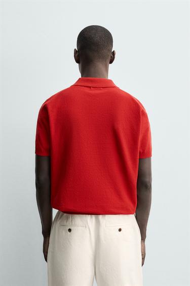 POLO EN MAILLE REGULAR FIT STRUCTURÉ - Rouge de Zara - Image 2