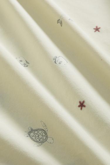 CHILDREN’S SEA PRINT DUVET COVER - Light lime green by Zara - Image 4