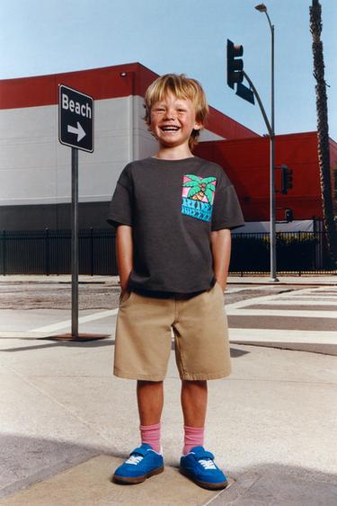 CAMISETA ESTAMPADA PALMERAS - Gris antracita de Zara