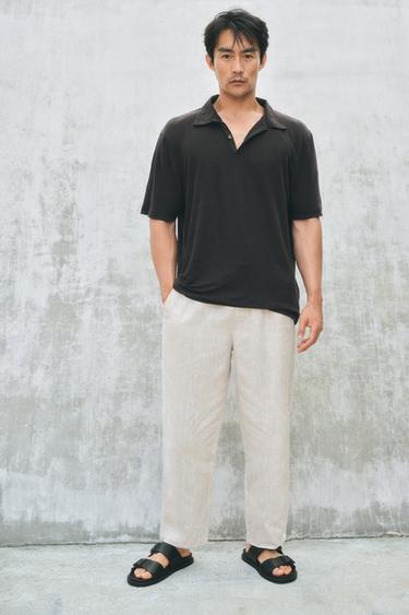 LINEN BLEND POLO SHIRT - Anthracite grey by Zara