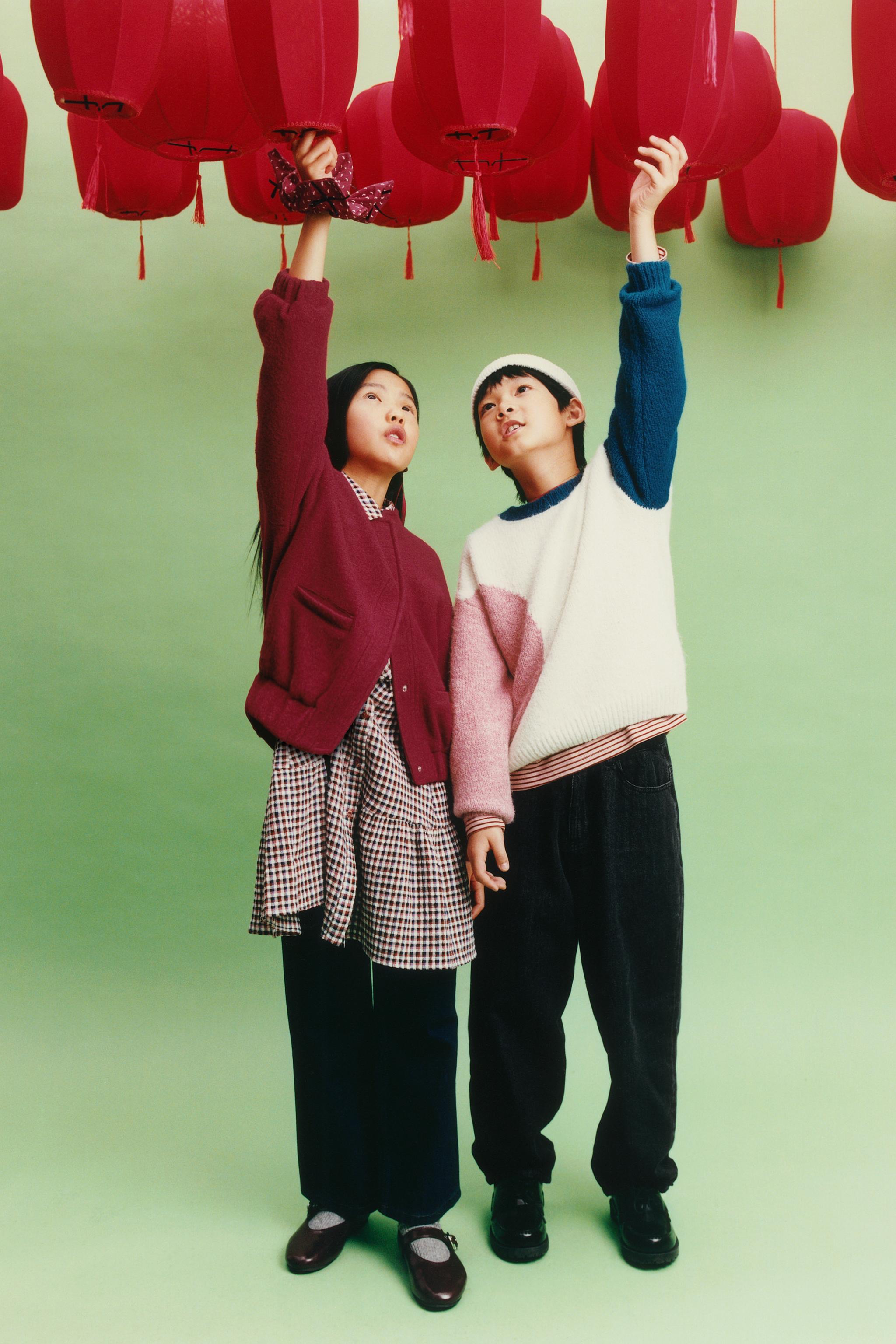 フリース バルーンフィット デニムパンツ - ブラック | ZARA