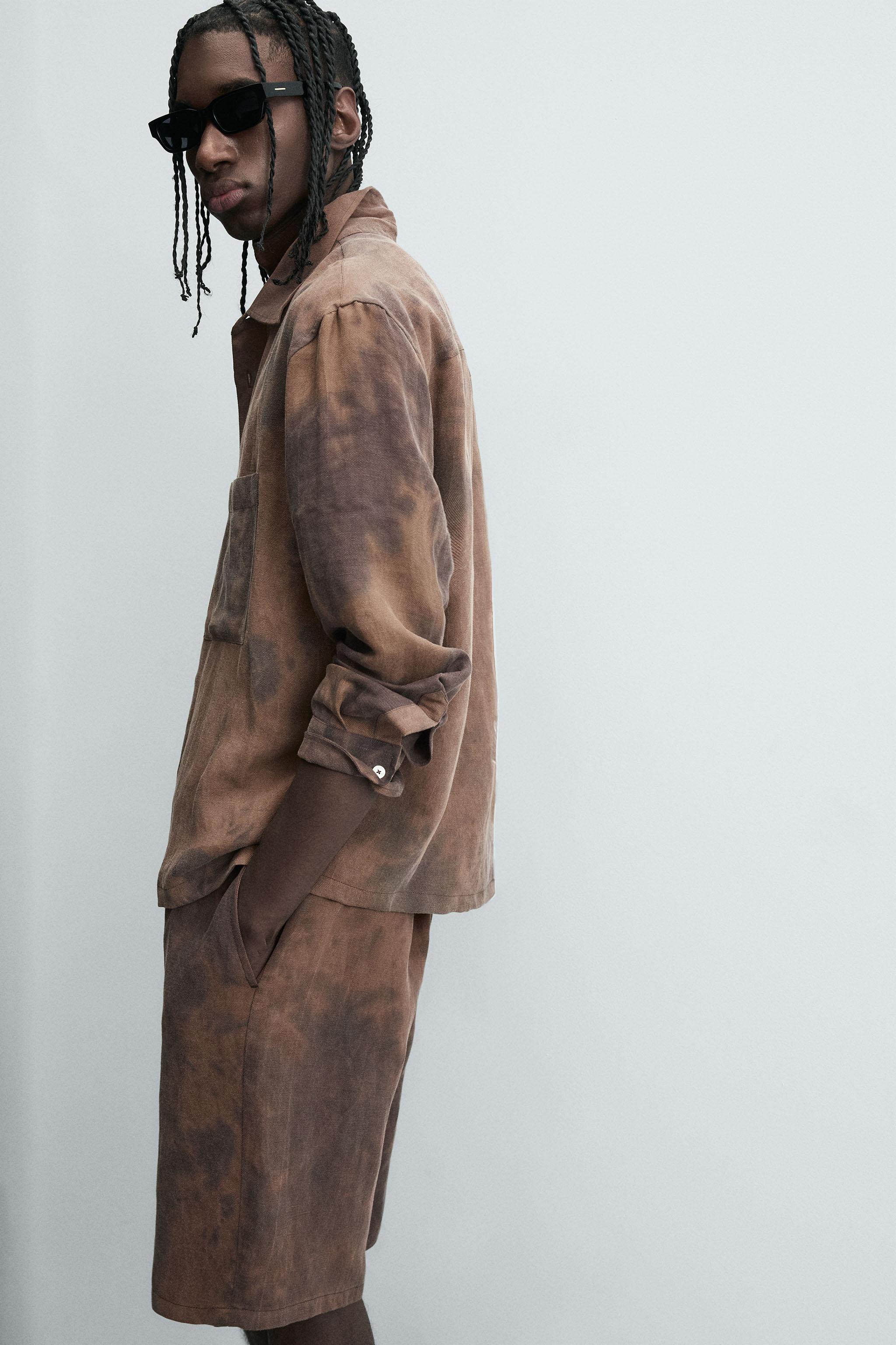 TIE-DYE PRINT OVERSHIRT - Brown | ZARA South Africa