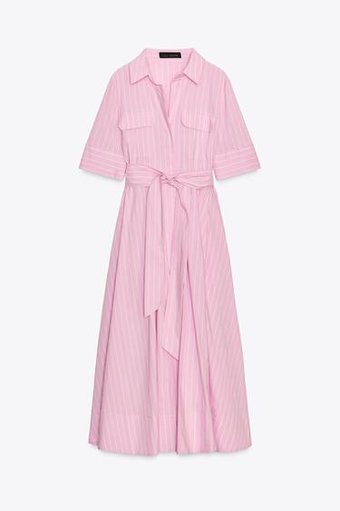 ZW COLLECTION POPLIN SHIRT DRESS - Pink by Zara
