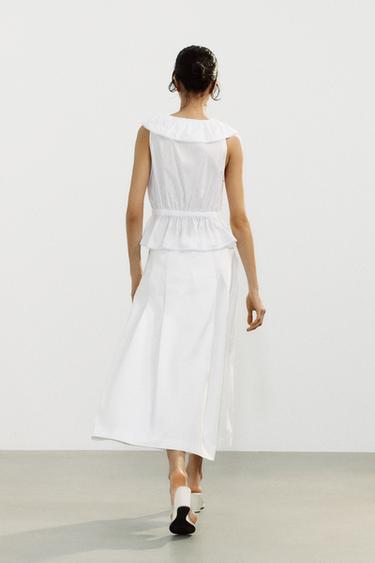 PLEATED MIDI SKIRT - White by Zara - Image 2